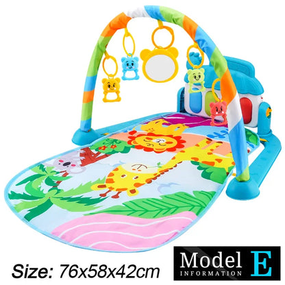 Baby Fitness Stand Music Play Gym with Piano, Crawling Blanket, and Pedal Game Pad for Early Education