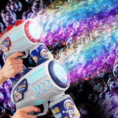 Astronaut Electric Bubble Gun Kids Toy with Flashing Lights, 360° Rotatable, Blows 5000+ Bubbles per Minute