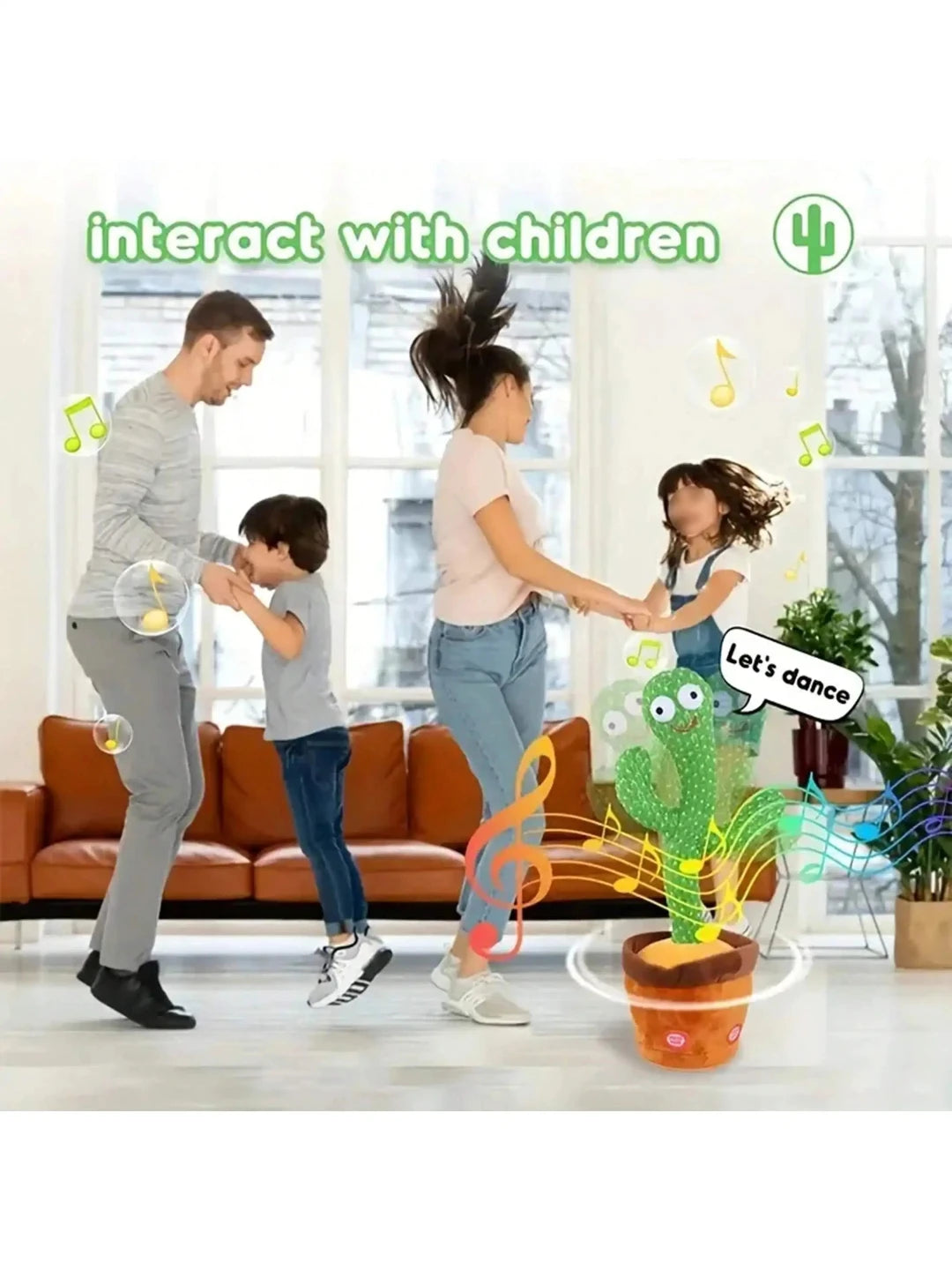 1pc-Dancing Talking Cactus Toy - Soft Cotton, Singing, Mimicking, and Recording Fun for Kids