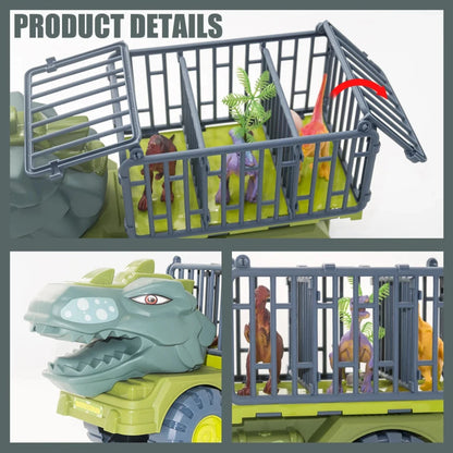 Boys Car Toys Dinosaur Truck Transport Carrier Vehicle Dino Animal Model Tyrannosaurus Rex Truck Game Children Birthday Gifts Zuclex