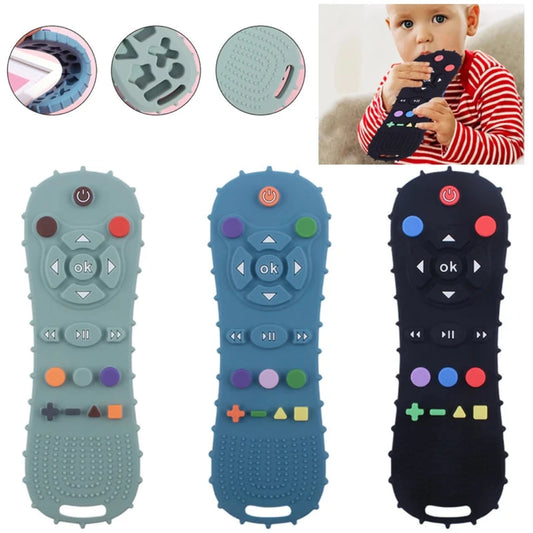 Novelty Silicone Simulation TV Remote Control Shape Soothing Toy Baby Food Grade Teaser Stick Children's Sensory Education Toys Zuclex