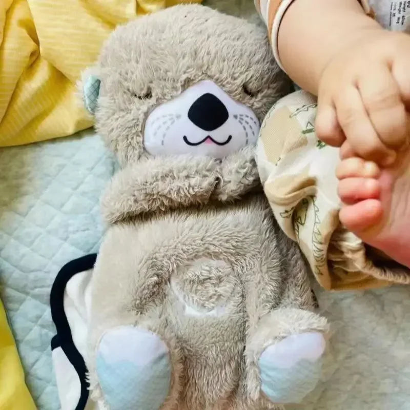 New Baby Breath Baby Bear Soothes Otter Plush Toy Doll Toy Child Soothing Music Sleep Companion Sound And Light Doll Toy Gifts