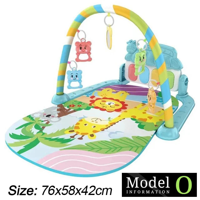 Baby Fitness Stand Music Play Gym with Piano, Crawling Blanket, and Pedal Game Pad for Early Education