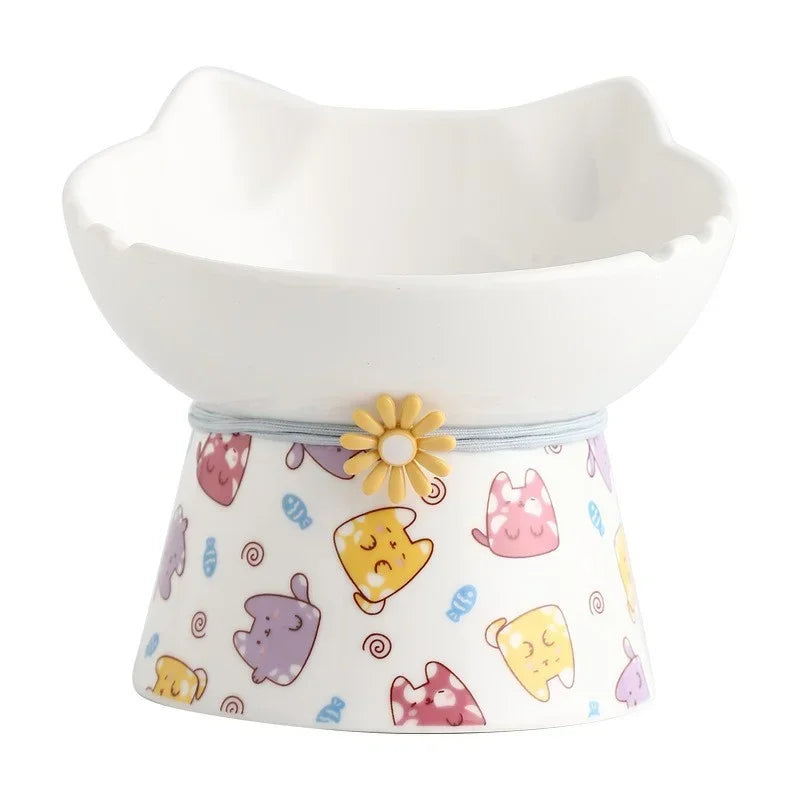 Cat Elevated Ceramic Bowl Pet Food Water Feeders Raised Puppy Dogs Drinking Eating Bowls