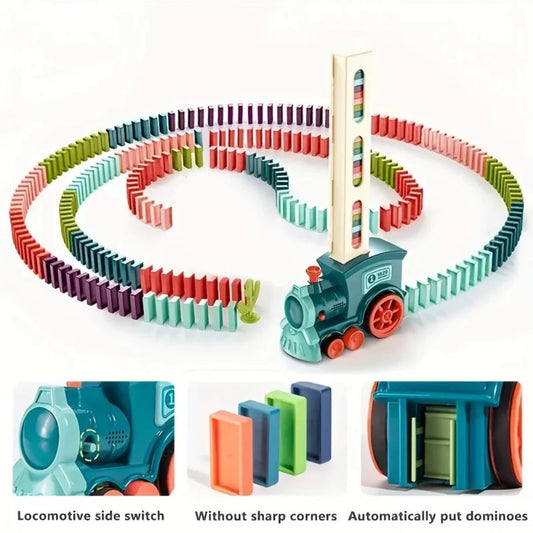 Automatic Laying Domino Train Electric Car Brick Blocks Kits Creative Games Intelligence Educational DIY Toys Kids Birthday Gift Zuclex