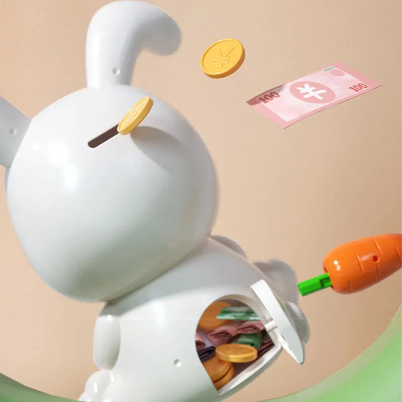 Bunny Piggy Bank Figurine Money Saving Box Animal Statue Crafts Saving Box Shelf Home Desktop Bedroom Birthday Gifts Kids Toy