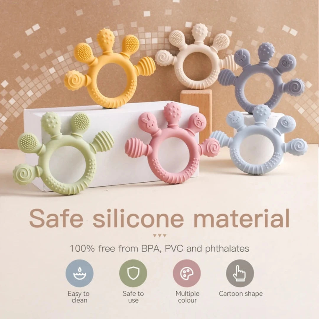 1pc Silicone Teether, Food Grade Baby Toy for Ages 0-12 Months