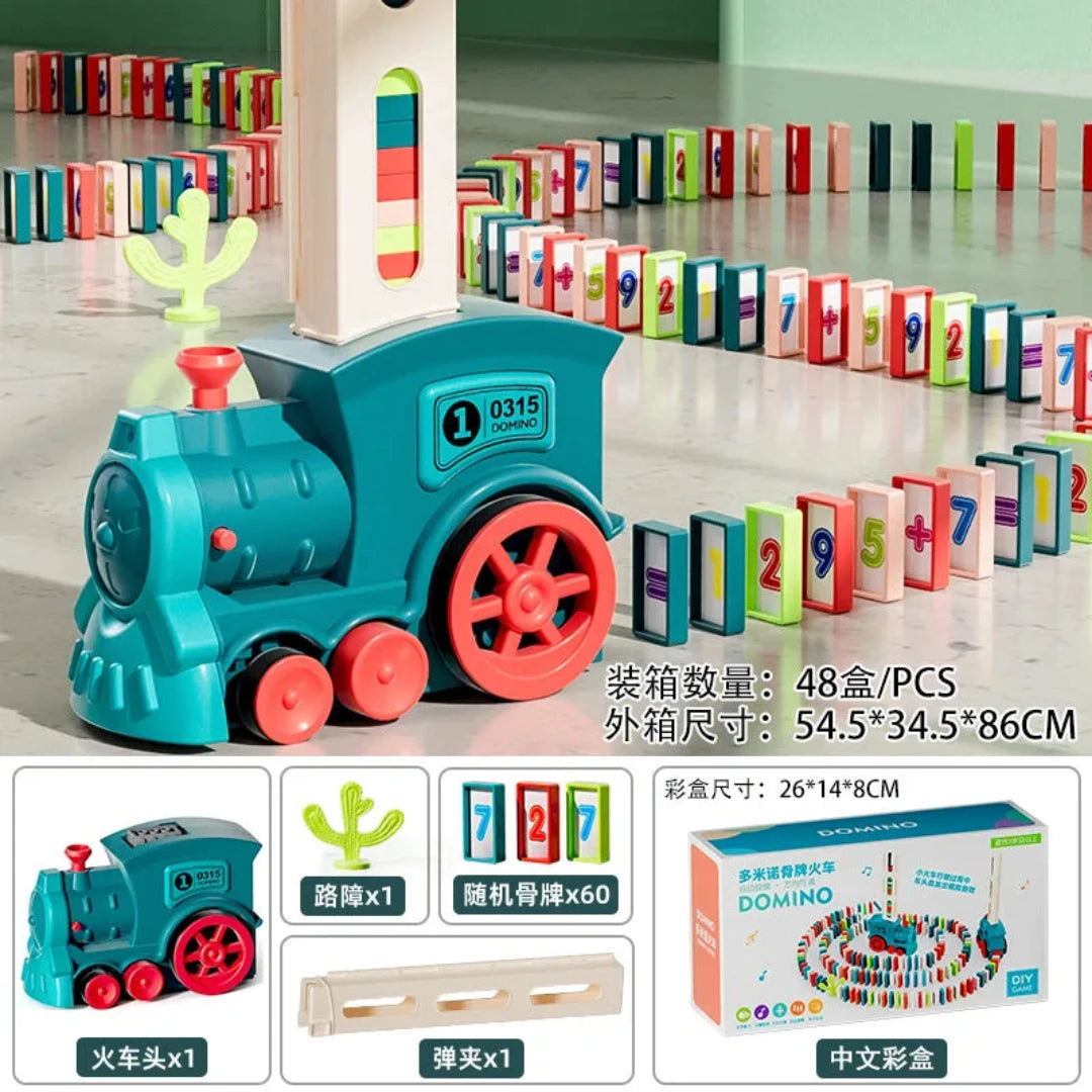 Automatic Laying Domino Train Electric Car Brick Blocks Kits Creative Games Intelligence Educational DIY Toys Kids Birthday Gift Zuclex