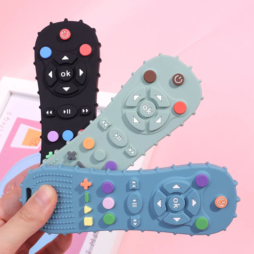 Novelty Silicone Simulation TV Remote Control Shape Soothing Toy Baby Food Grade Teaser Stick Children's Sensory Education Toys Zuclex