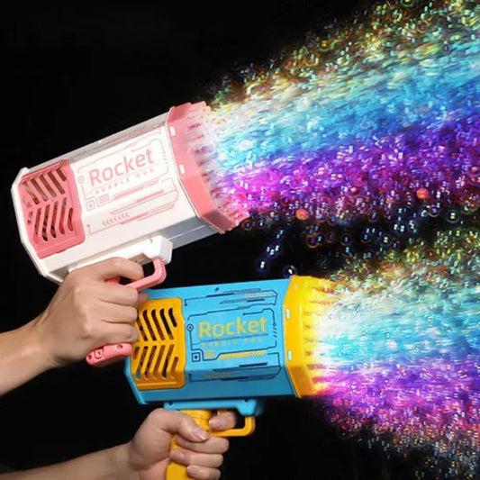 Bubble Gun Rocket with 69 Holes - Automatic Blower with Light - Christmas Gift for Kids