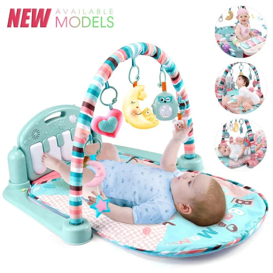 Baby Fitness Stand Music Play Gym with Piano, Crawling Blanket, and Pedal Game Pad for Early Education