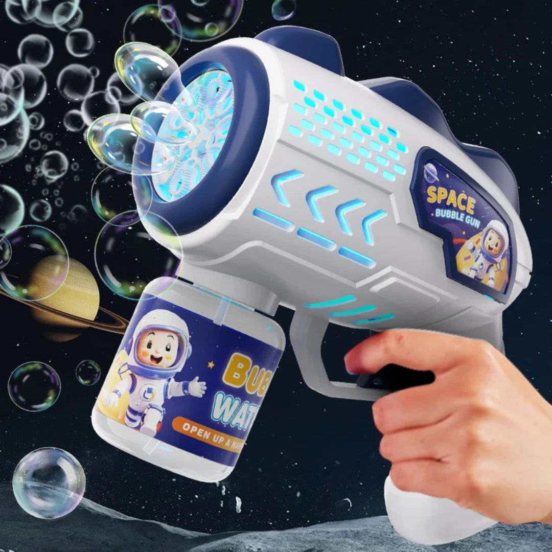 Astronaut Electric Bubble Gun Kids Toy with Flashing Lights, 360° Rotatable, Blows 5000+ Bubbles per Minute