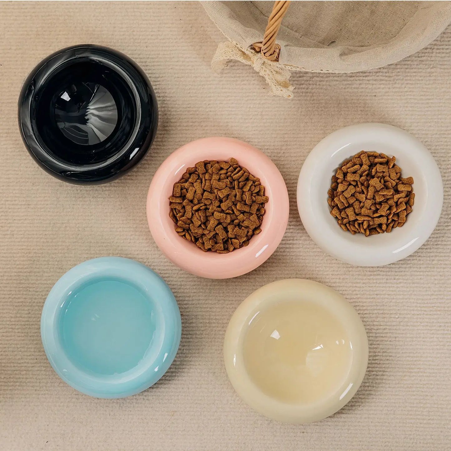 Ceramic Cat Bowl Pet Feeders Food Bowl Anti-tipping Drinking Water Snack Container