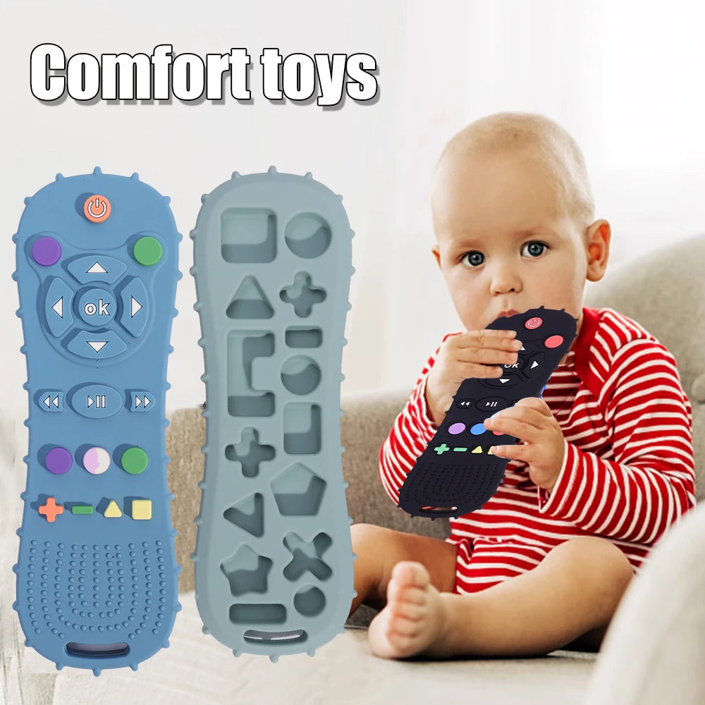 Novelty Silicone Simulation TV Remote Control Shape Soothing Toy Baby Food Grade Teaser Stick Children's Sensory Education Toys Zuclex