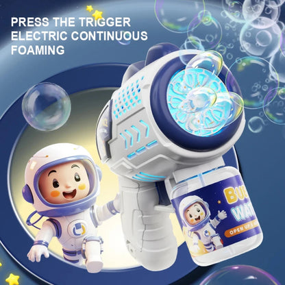 Astronaut Electric Bubble Gun Kids Toy with Flashing Lights, 360° Rotatable, Blows 5000+ Bubbles per Minute