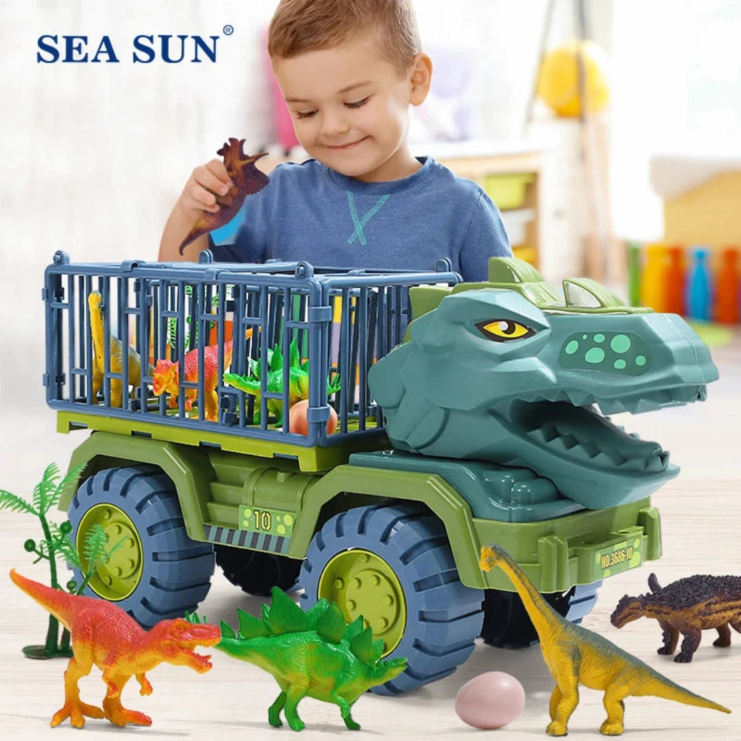 Boys Car Toys Dinosaur Truck Transport Carrier Vehicle Dino Animal Model Tyrannosaurus Rex Truck Game Children Birthday Gifts Zuclex