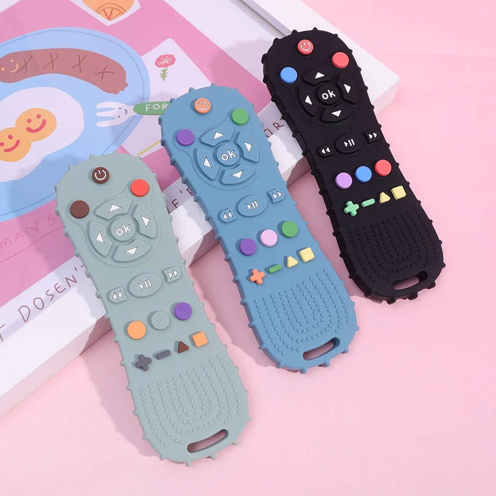 Novelty Silicone Simulation TV Remote Control Shape Soothing Toy Baby Food Grade Teaser Stick Children's Sensory Education Toys Zuclex