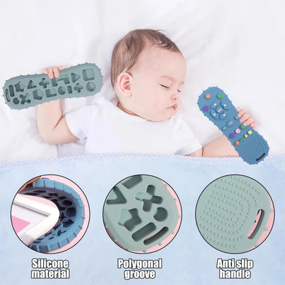 Novelty Silicone Simulation TV Remote Control Shape Soothing Toy Baby Food Grade Teaser Stick Children's Sensory Education Toys Zuclex