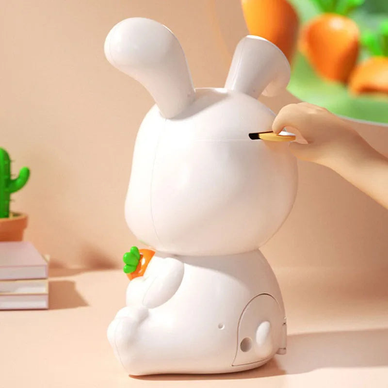 Bunny Piggy Bank Figurine Money Saving Box Animal Statue Crafts Saving Box Shelf Home Desktop Bedroom Birthday Gifts Kids Toy