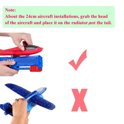 Kids 24/34cm Foam Plane Launcher Outdoor Toy for Boys Sport Catapult Game Children Girl Birthday Xmas Gifts Zuclex