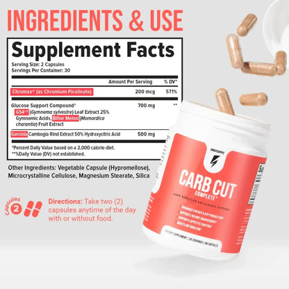 CARB CUT COMPLETE - Carb Reduction and Glucose Support Supplement for Weight Management